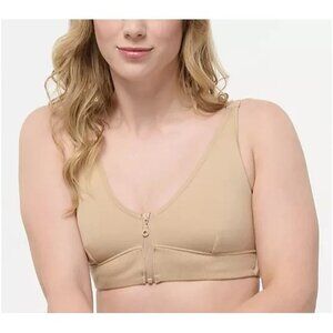 Slick Chicks Wireless Zip Front Lounge Bra Beige X-large  A469953